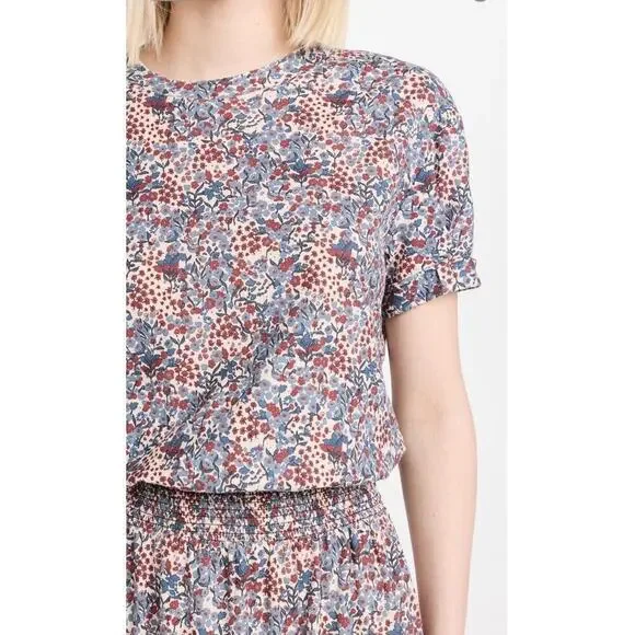 Nation LTD Martine Knit Midi Dress Size Small Floral Print Tiered Smocked Waist - Picture 9 of 16